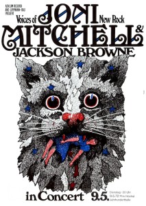 Joni Mitchell & Jackson Browne POSTER 1972 Rare Voices of New Rock