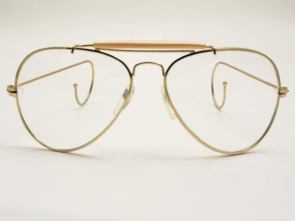 Mens Large Vintage Pilot Cable Temple Gold Aviator Eyeglasses Clear ...