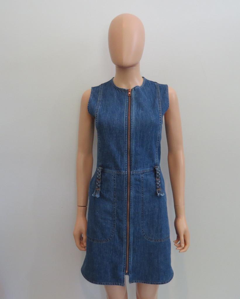 NWT See by Chloe bluee Washed Indigo Braid Trim Zipper Sleeveless Dress 34 385 NWT See by Chloe bluee Washed Indigo Braid Trim Zipper Sleeveless Dress 34 385