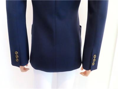 Fendi Navy Blue 100% Wool Logo Buttons Long Sleeve Blazer