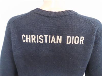 Christian Dior メッセージセーター 36サイズ Christian Dior Navy Cashmere Knit/Logo Embroidered Sweater F 36/US