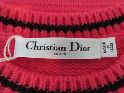 Christian Dior Hot Pink Logo Band/Star Short Sleeve Sweater