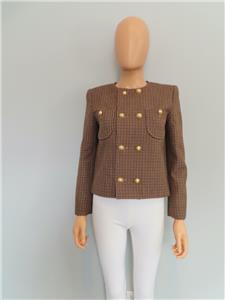 NWT CELINE Brown Double Houndstooth Chelsea Jacket/Blazer F