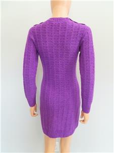 NWT CHANEL 23B Purple Cable Knit Sweater Dress Size F 36/US