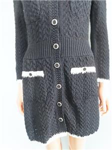 CHANEL★素敵!22C Black/Ecru Open Knit Sweater Dress NWT CHANEL 22C Black/White Open Knit Sweater Dress F 34/US 2