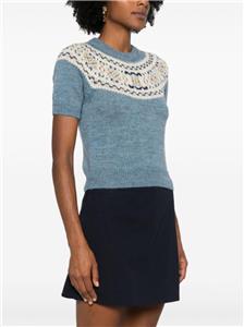 Celine Fairisle Wool Scrunchie, Blue Celine Fairisle Wool Scrunchie – Bluefly main image 4