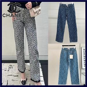 CHANEL☆ジーンズ Chanel 23-2024 NEW TAGS LIGHT BLACK CC LOGO JEANS PANTS CC