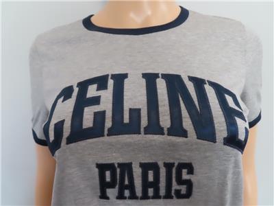 CELINE Gray/Navy 'Celine Paris' Ringer T-Shirt Size S | eBay