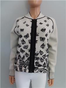 Christian Dior Black/Ecru Butterfly Knit Reversible Full-Zip