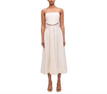 SIMKHAI Ivory Crochet Waist Inset Malena Midi Dress Size US 2 | eBay