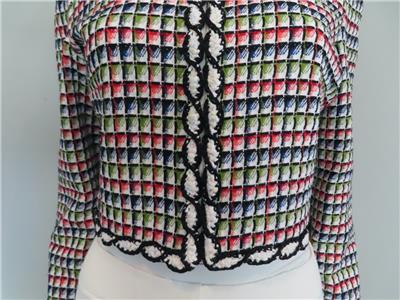 CHANEL Multicolor Geometric Full-Zip Front Blazer/Jacket Size F 38
