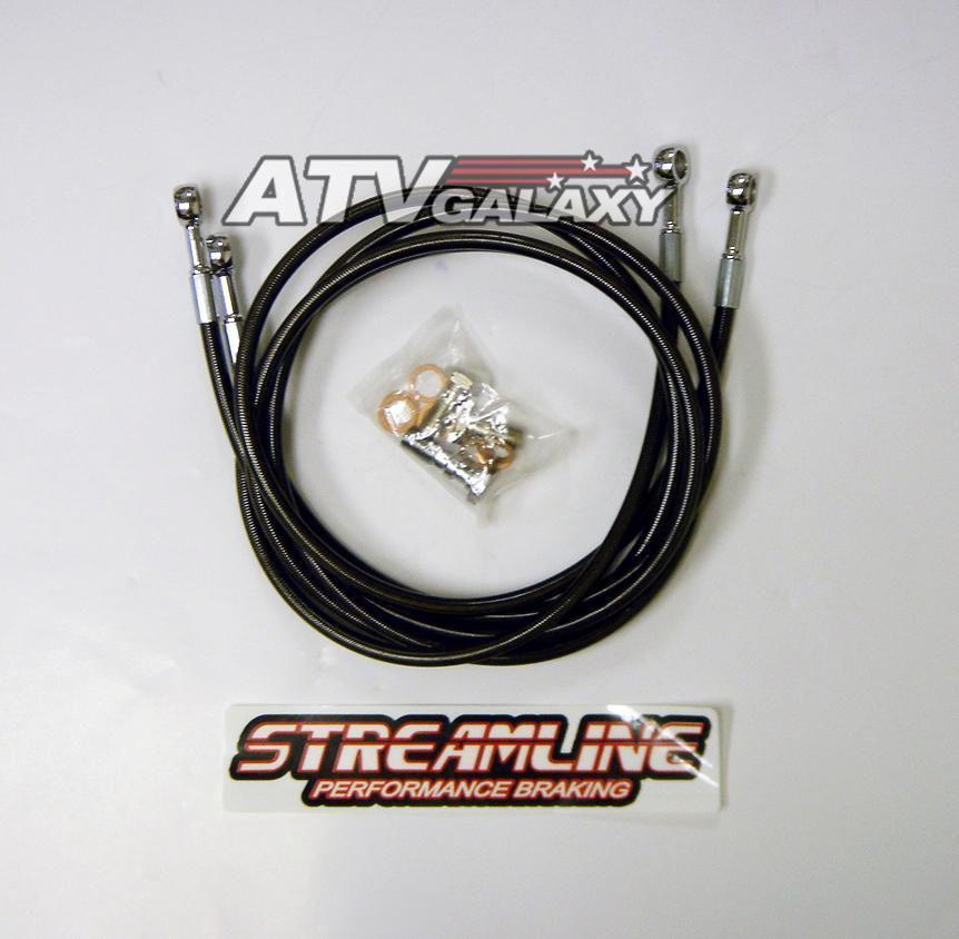 STREAMLINE FRONT BRAKE LINES LINE KIT ATV BLACK KAWASAKI KFX450 2008-2015