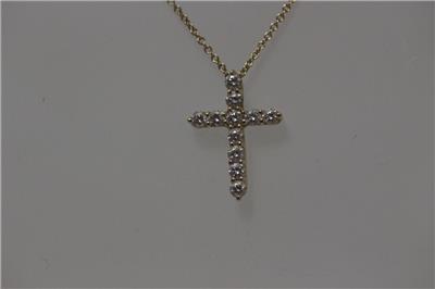 18k msrp tiffany pendant diamond cross yellow gold
