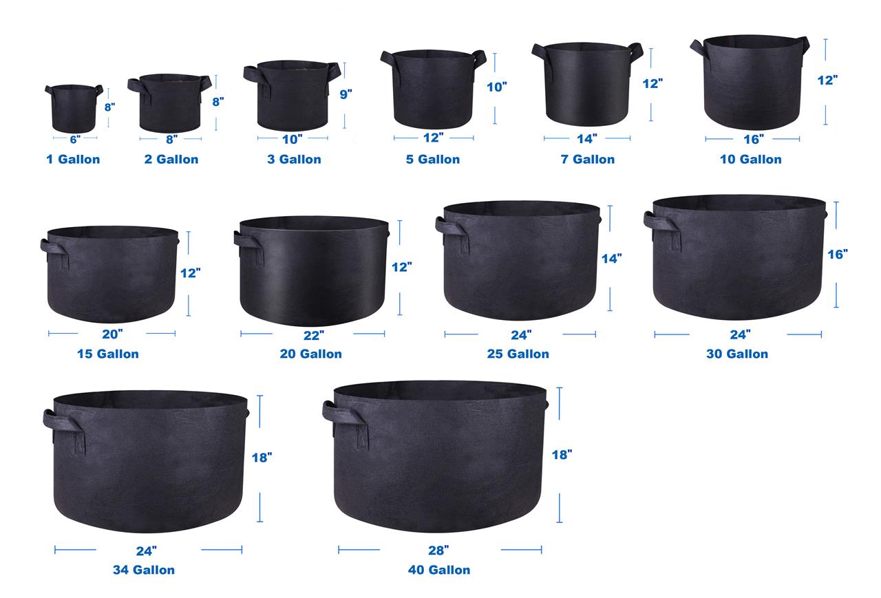 1 3 5 10 40 200 Gallon Fabric Grow Pots Breathable Plant Pack