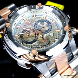 74ctw 60mm shaq invicta swiss bolt tone diamond rose steel gold