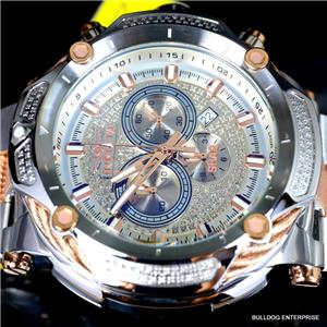 74ctw invicta shaq 60mm swiss bolt tone diamond rose steel gold