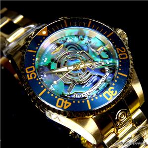 Womens Invicta Grand Diver Helmet Automatic Gold Plated Blue Abalone Watch New | eBay