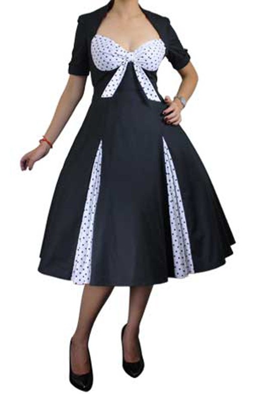 Rockabilly Pinup Retro 50s Polka Dot Swing Dress Dance Vintage Black Rockabilly Pinup Retro 50s Polka Dot Swing Dress Dance Vintage Black