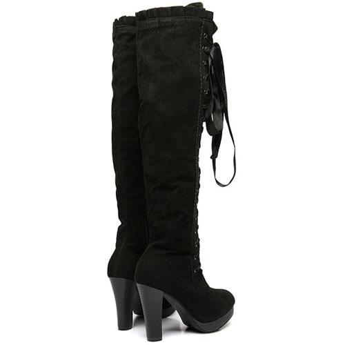 Sexy Womens Strap Lace-Up Over The Knee Thigh High Heels Boots Black ...