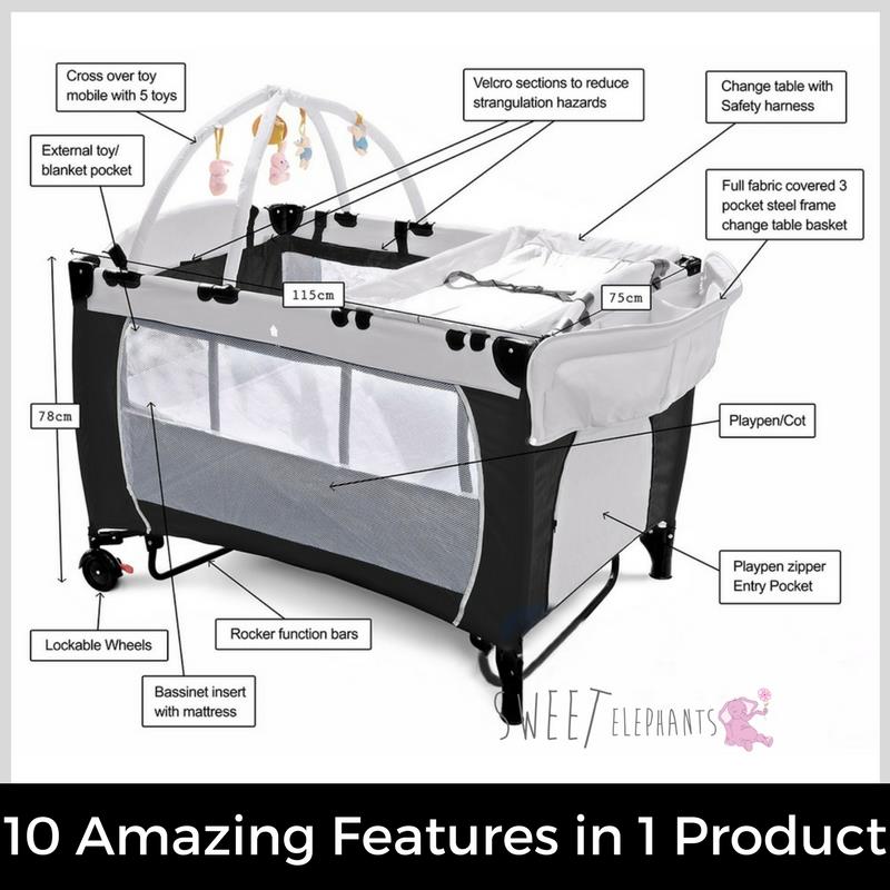 NEW SAFE 7 In 1 BABY PORTABLE TRAVEL COT PLAYPEN PORTACOT