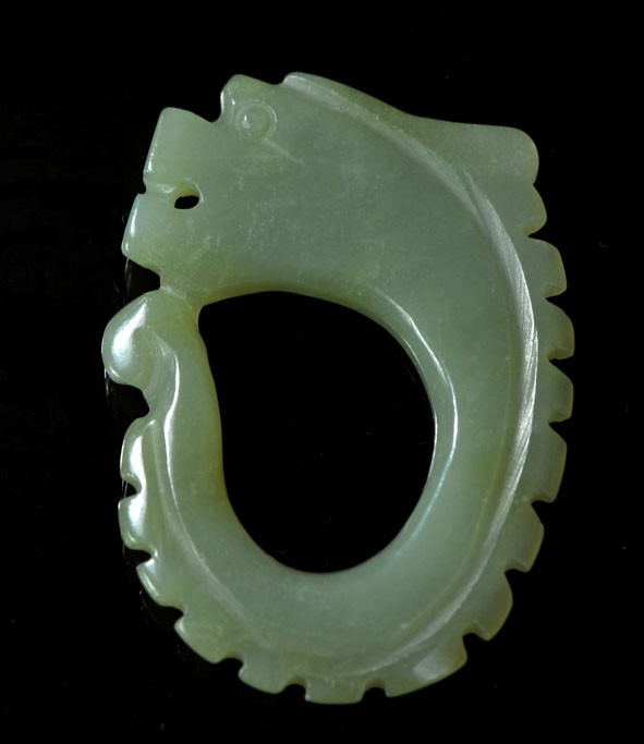 100% Natural Hand-carved Chinese Hetian ancient Jade( Dragon Qing Dyn) Rare