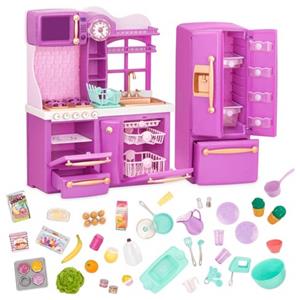 Our Generation Lilac Kitchen for 18 inch Dolls with Refrigerator