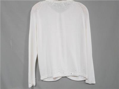 MICHAEL SIMON Embellished Cardigan Sweater Sz. 2 Off White Color | eBay