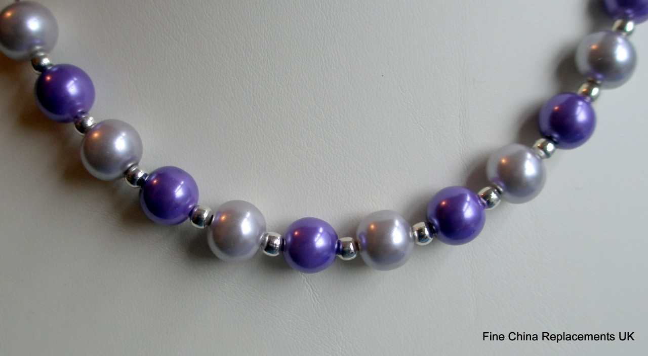 Two Tone Glass Faux Pearl Necklace, Earrings and Charm Bracelet ...