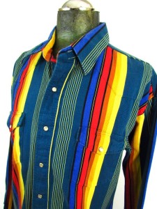 mens bright rainbow stripe WRANGLER western pearl snap shirt long ...