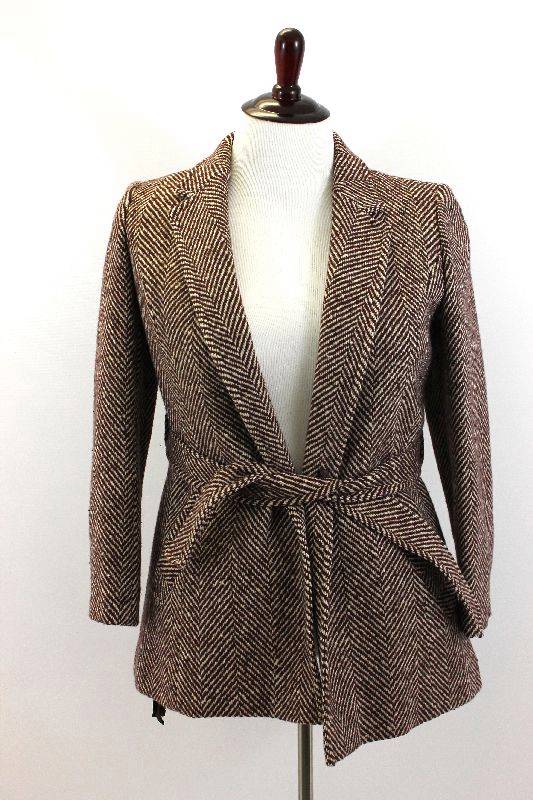 vintage womens brown white herringbone PENDLETON tweed jacket coat wool ...