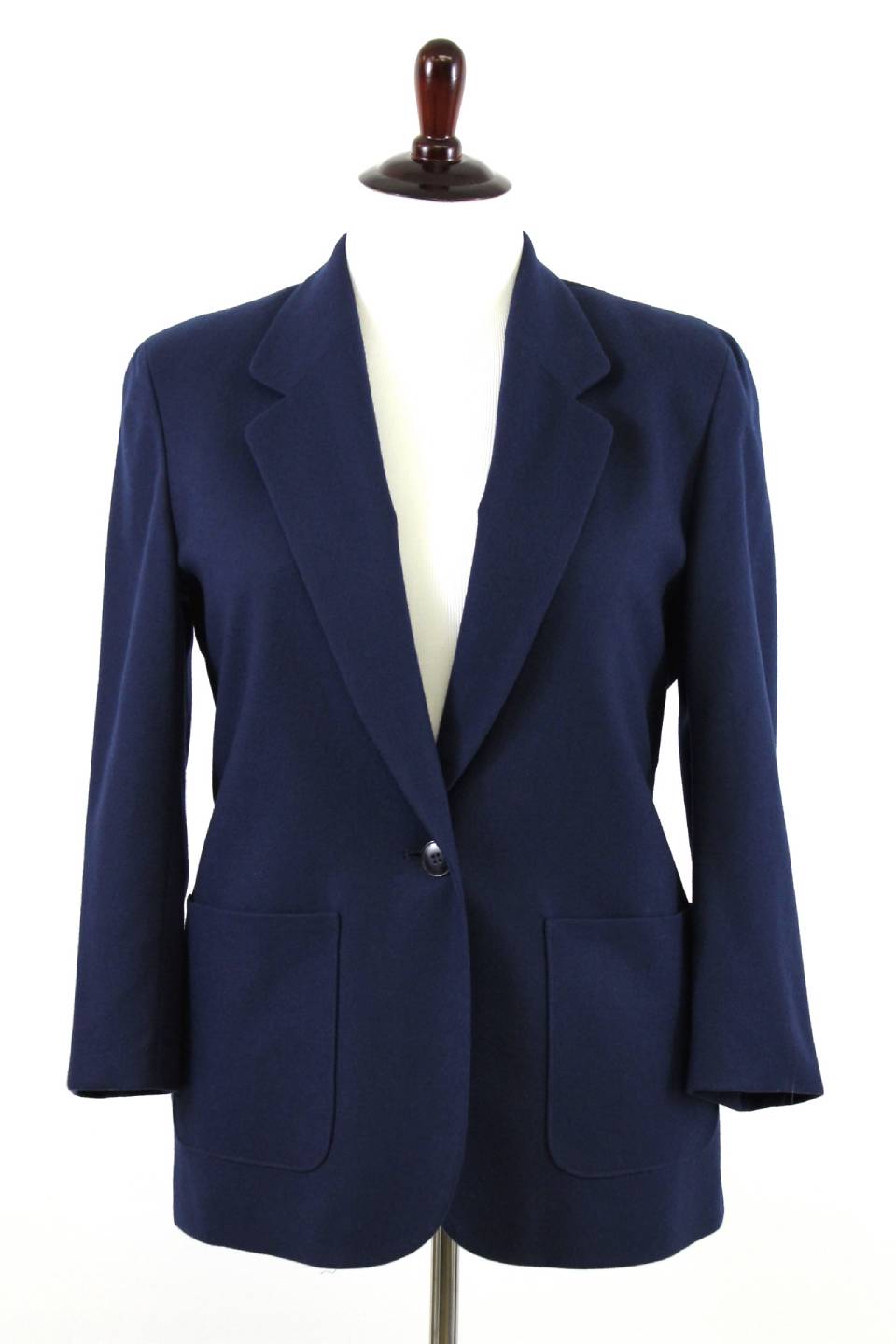 womens navy blue PENDLETON jacket blazer career one-button virgin wool ...