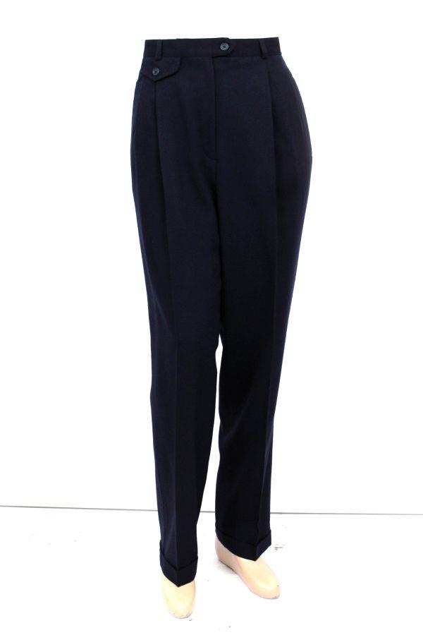 navy pleated trousers