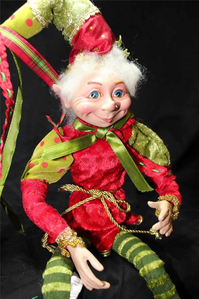 New Santa Elf Christmas Ornament Doll Shelf Sitter Poseable 15