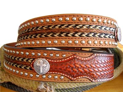 Nocona Western Mens Belt Leather Cross Concho Overlay Copper N2429908 ...
