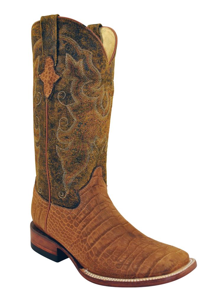 Ferrini Western Cowboy Boots Womens Gator Suede Honey Square Toe 90793-29