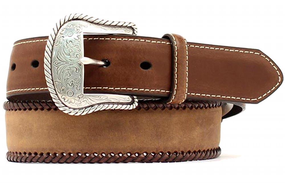 Nocona Western Mens Belt TOP Hand Braided Edge Leather Brown N2475644 ...