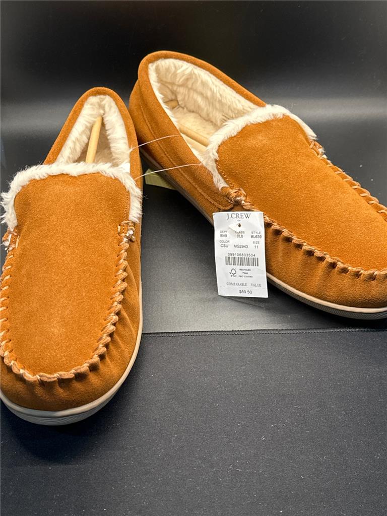 J Crew Suede Sherpa Moccasin Slippers NEW