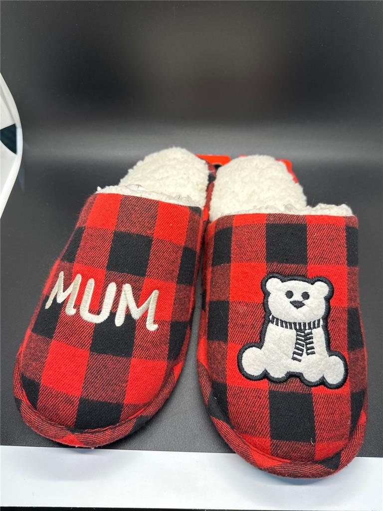 Pantofole donna mamma, mamma orso bufalo check plaid med/large nuove con etichetta - Foto 4 di 5