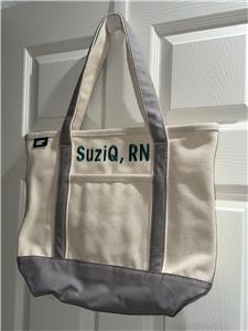 Lands End Medium Open Top Short Handle Canvas Tote Bag