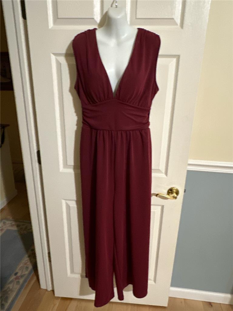 Halara Jumpsuit One Piece Open Back Palazzo  LG  Your Choice Purple or Burgundy-image