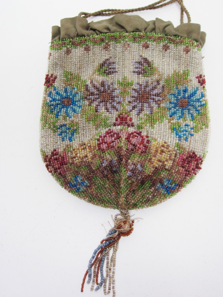 Beaded Antique Vintage Evening Bag Drawstring Tassel Floral Custom ...
