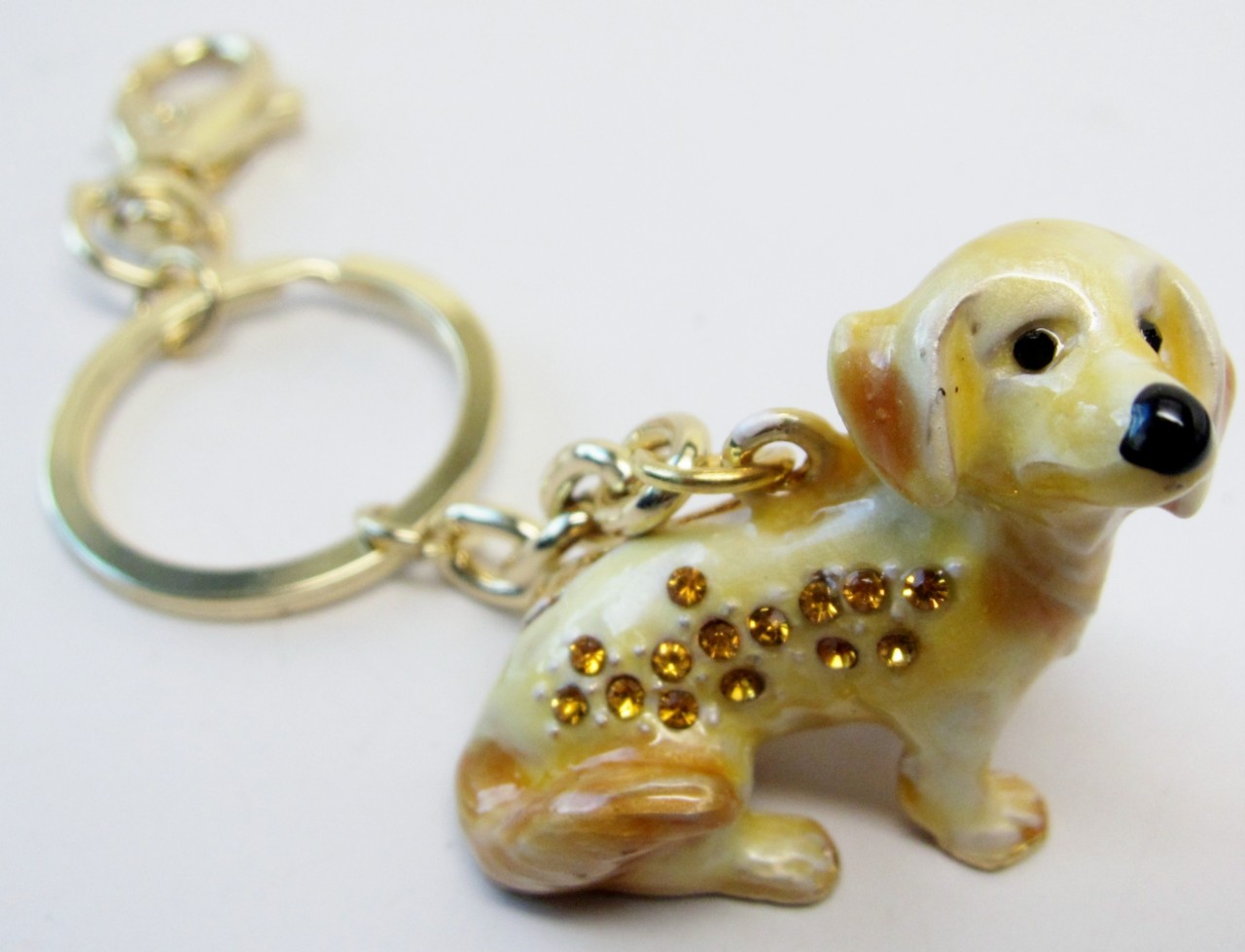 Key Chain Keychain DOG Figural Puppy Enamel & Crystal,Purse Backpack