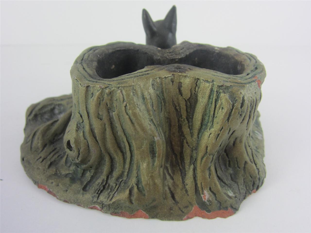 Redware Figural Antique Match Holder Striker Vesta DOG Pottery German