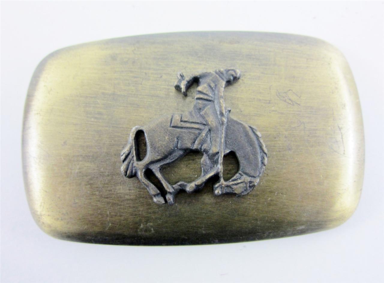 Belt Buckle Vintage Brass Chambers Figural Western Cowboy Bucking