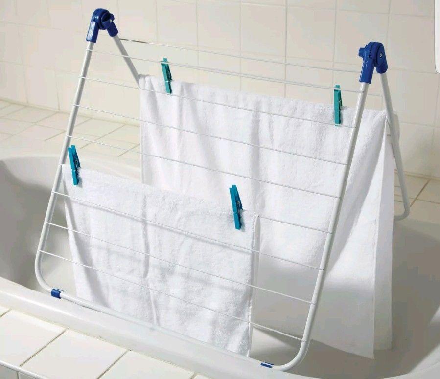 OVER BATH DRYING RACK RAIL AIRER HANGING SPACE BATHTUB AIR CLOTHES