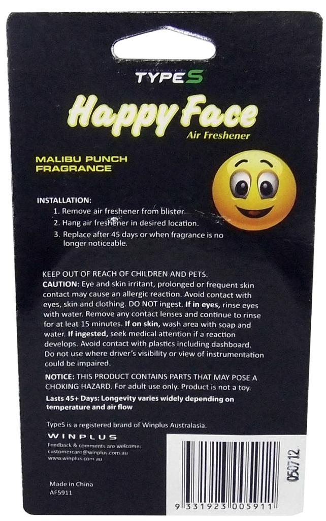SMILE FACE CAR AIR FRESHENERS YELLOW MALIBU SCENT HANGING HOME FRESHENER NEW eBay