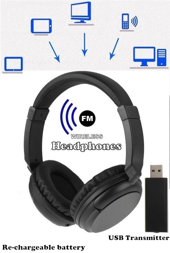 Wireless Cordless Headphones Headset USB Stereo Earphone TV FM PC MP3