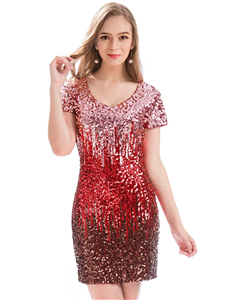 red glitter dress short
