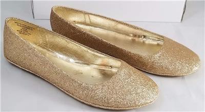 Soda Object IIAS Girls Youth Gold Glitter Slip on Flat Shoes