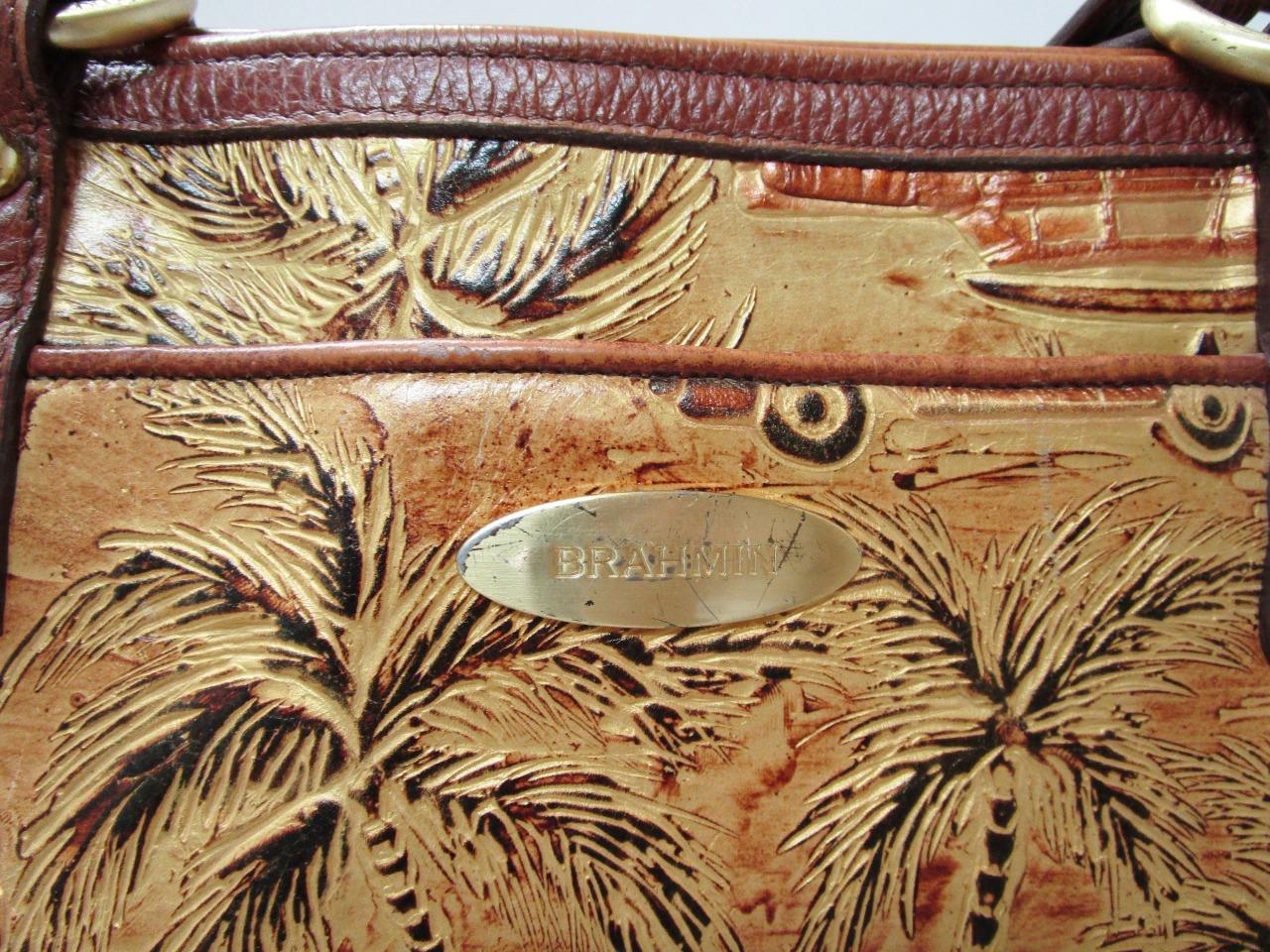 BRAHMIN Woody Car Print Leather Copper Copa Cabana Alden Tote Bag Zipper Purse eBay